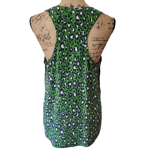 Joie 100% Silk Cheetah Green & Navy Tank Top - Medium - Picture 4 of 8